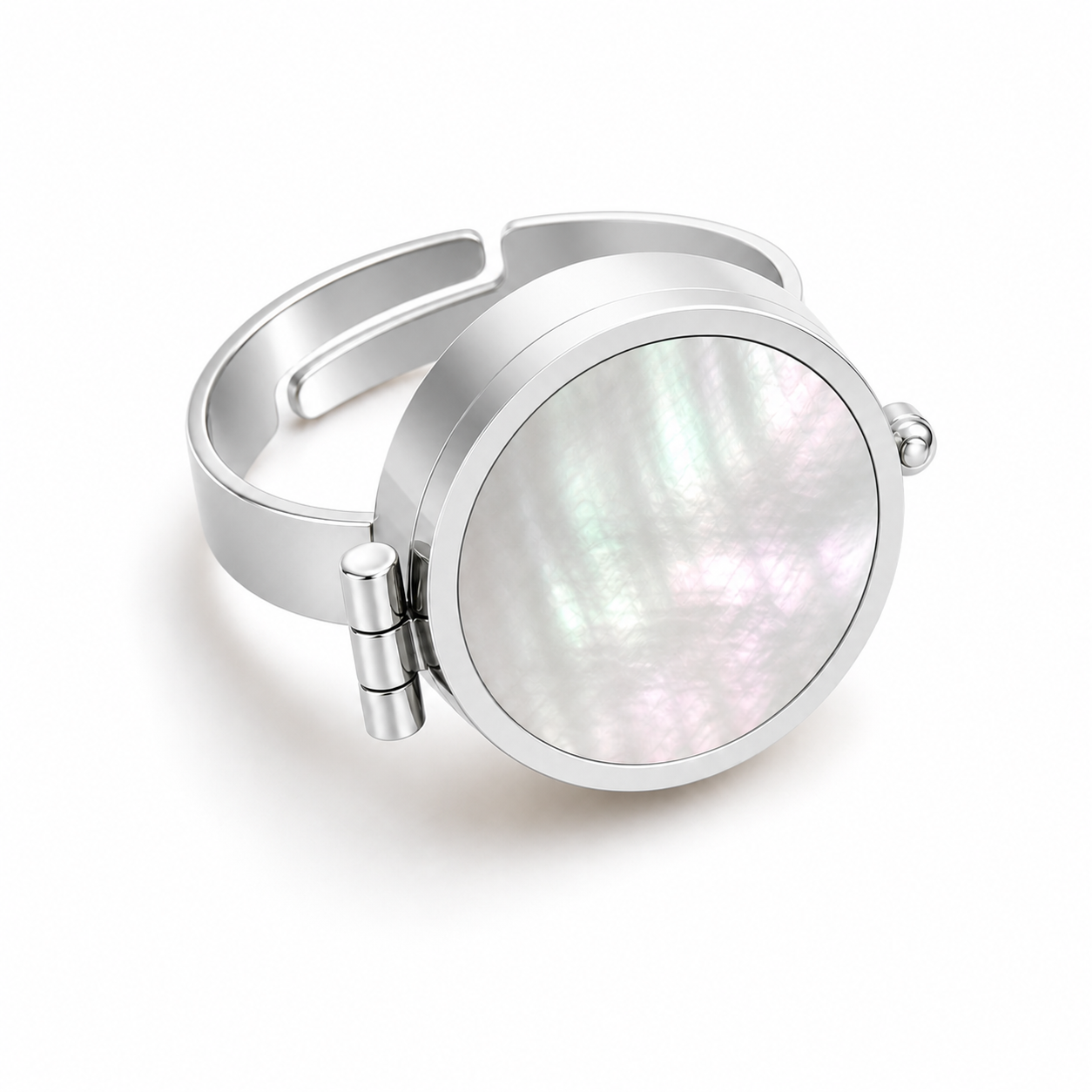 Nacre Shell Lip Balm Ring - Zilver